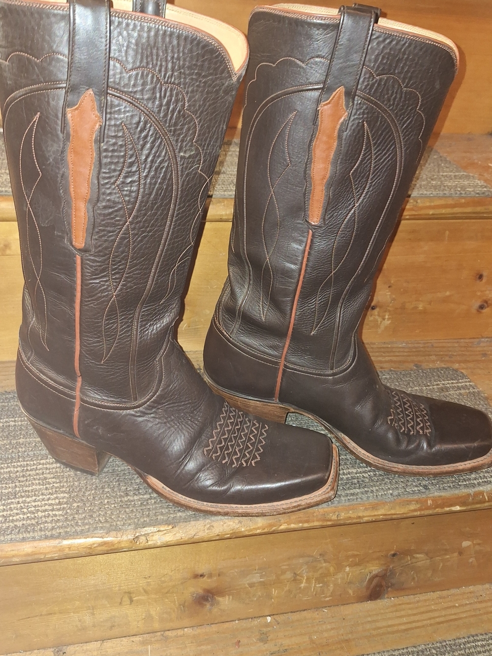 Lucchese Classics Handmade Brown Calfskin Men's Cowboy Boots 10.5 D L1680 - Picture 4 of 10